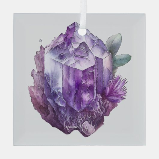 Creëer Uw eigen Paarse Amethystkristallen Glas Ornament (Achterkant)