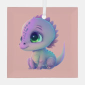 Creëer Uw eigen Paarse Baby Dragon Glas Ornament (Achterkant)