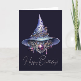 Creëer Uw eigen Paarse Bejeweled Crystal Witch Pet Feestdagen Kaart
