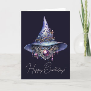 Creëer Uw eigen Paarse Bejeweled Crystal Witch Pet Feestdagen Kaart
