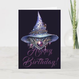Creëer Uw eigen Paarse Bejeweled Crystal Witch Pet Feestdagen Kaart