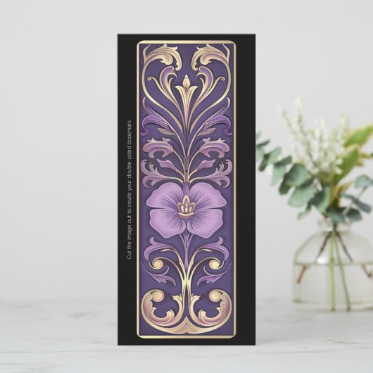 Creëer Uw eigen Paarse Bloemen Art Deco Bladwijzer (Staand voorkant)