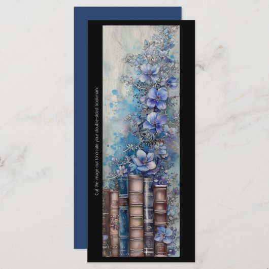 Creëer Uw Eigen Paarse Bloemen Boek Stack Bladwijz (Voorkant / Achterkant)