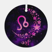 Creëer Uw eigen Paarse Celestial Leo Zodiac Glas Ornament (Achterkant)