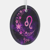 Creëer Uw eigen Paarse Celestial Leo Zodiac Glas Ornament (Voorkant Rechts)