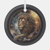 Creëer Uw eigen Paarse Celestial Leo Zodiac Glas Ornament (Voorkant)