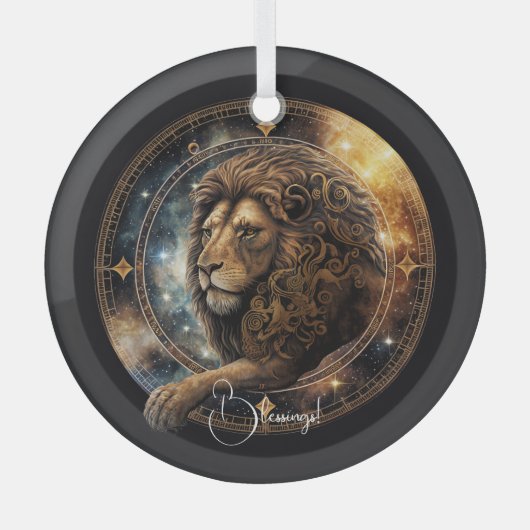 Creëer Uw eigen Paarse Celestial Leo Zodiac Glas Ornament (Voorkant)