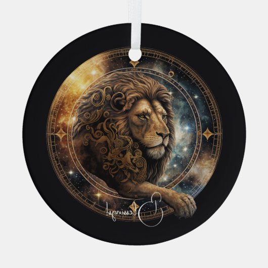 Creëer Uw eigen Paarse Celestial Leo Zodiac Glas Ornament (Achterkant)