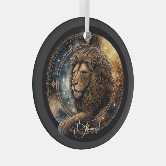 Creëer Uw eigen Paarse Celestial Leo Zodiac Glas Ornament (Voorkant Rechts)