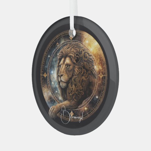 Creëer Uw eigen Paarse Celestial Leo Zodiac Glas Ornament (Voorkant links)