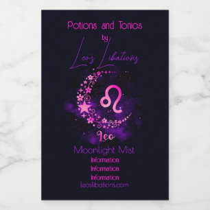 Creëer Uw eigen Paarse Celestial Leo Zodiac Wijn Etiket