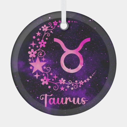 Creëer Uw eigen Paarse Celestial Taurus Zodiac Glas Ornament (Voorkant)