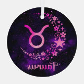 Creëer Uw eigen Paarse Celestial Taurus Zodiac Glas Ornament (Achterkant)