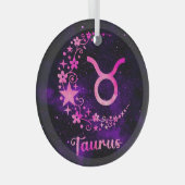 Creëer Uw eigen Paarse Celestial Taurus Zodiac Glas Ornament (Voorkant Rechts)