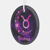 Creëer Uw eigen Paarse Celestial Taurus Zodiac Glas Ornament (Voorkant links)