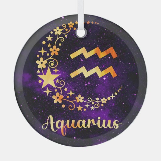 Creëer Uw eigen Paarse Celestial Waterman Zodiac Glas Ornament (Voorkant)