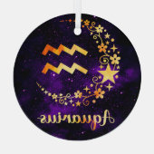 Creëer Uw eigen Paarse Celestial Waterman Zodiac Glas Ornament (Achterkant)