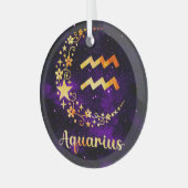 Creëer Uw eigen Paarse Celestial Waterman Zodiac Glas Ornament (Voorkant links)