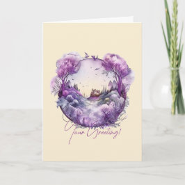 Creëer Uw eigen Paarse Fantasy Landscape Feestdagen Kaart