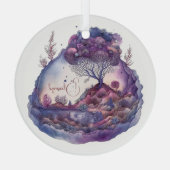 Creëer Uw eigen Paarse Fantasy Landscape Glas Ornament (Achterkant)