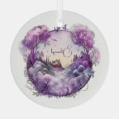 Creëer Uw eigen Paarse Fantasy Landscape Glas Ornament (Achterkant)