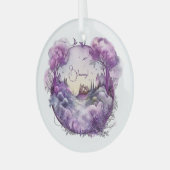 Creëer Uw eigen Paarse Fantasy Landscape Glas Ornament (Voorkant links)