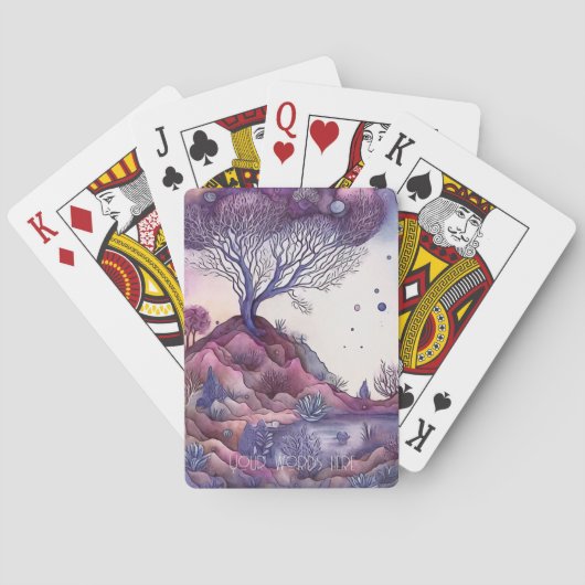 Creëer Uw eigen Paarse Fantasy Landscape Pokerkaarten (Achterkant)