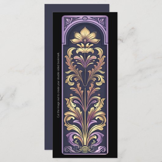 Creëer Uw eigen Paarse Golden Art Deco Bladwijzer (Voorkant / Achterkant)