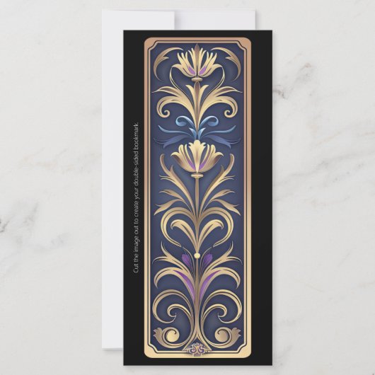 Creëer Uw eigen Paarse gouden Art Deco Bladwijzer (Voorkant)