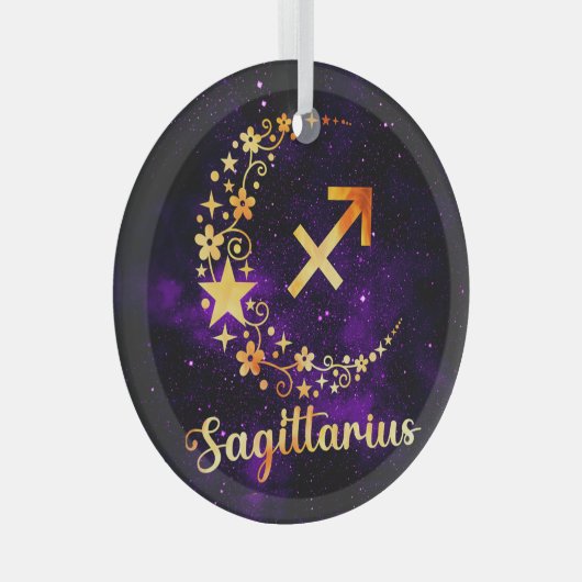 Creëer Uw eigen Paarse Hemelse Boogschutter Glas Ornament (Voorkant Rechts)