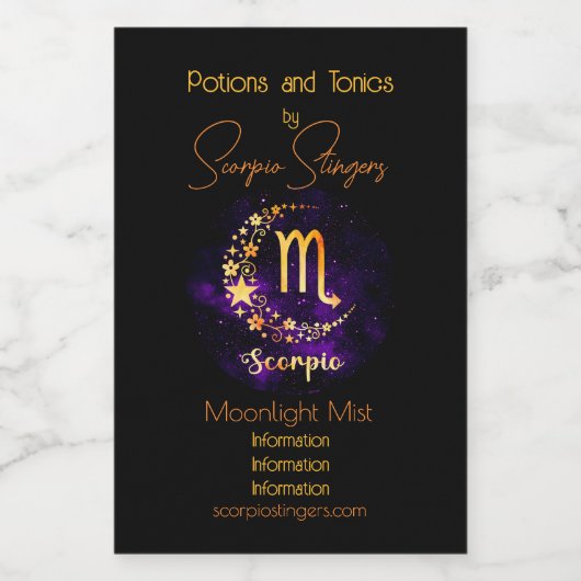 Creëer Uw eigen Paarse Hemelse Schorpioen Zodiac Wijn Etiket (Enkel label)
