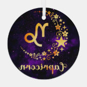Creëer Uw eigen Paarse Hemelse Steenbok Zodiac Glas Ornament (Achterkant)