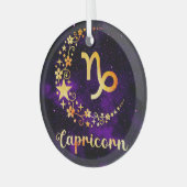 Creëer Uw eigen Paarse Hemelse Steenbok Zodiac Glas Ornament (Voorkant links)