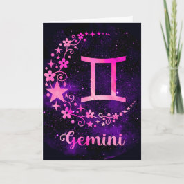Creëer Uw eigen Paarse Hemelse Tweelingen Zodiac Feestdagen Kaart