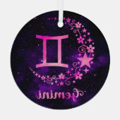 Creëer Uw eigen Paarse Hemelse Tweelingen Zodiac Glas Ornament (Achterkant)