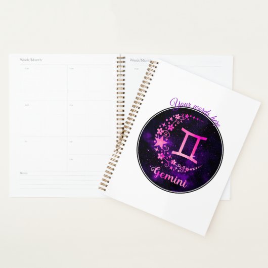 Creëer Uw eigen Paarse Hemelse Tweelingen Zodiac Planner (Display)