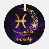 Creëer Uw eigen Paarse Hemelse Vissen Zodiac Glas Ornament (Achterkant)