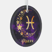 Creëer Uw eigen Paarse Hemelse Vissen Zodiac Glas Ornament (Voorkant Rechts)