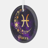 Creëer Uw eigen Paarse Hemelse Vissen Zodiac Glas Ornament (Voorkant links)