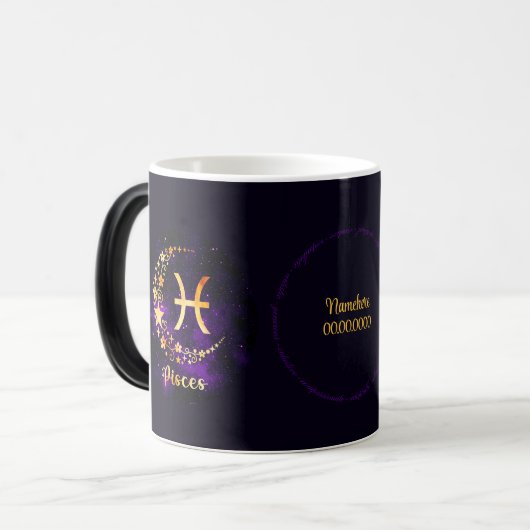 Creëer Uw eigen Paarse Hemelse Vissen Zodiac Magische Mok (Voorkant links)