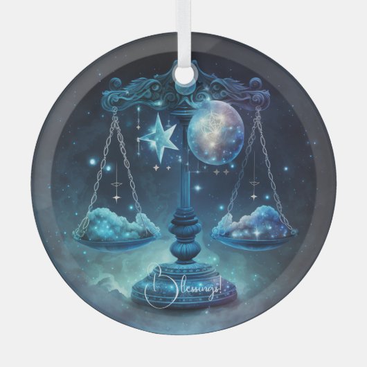 Creëer Uw eigen Paarse Hemelse Weegschaal Zodiac Glas Ornament (Voorkant)