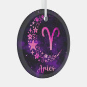 Creëer Uw eigen Paarse Hemelvaart Ram Zodiac Glas Ornament (Voorkant Rechts)