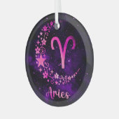 Creëer Uw eigen Paarse Hemelvaart Ram Zodiac Glas Ornament (Voorkant links)