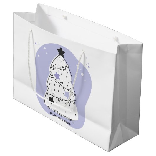 Creëer uw eigen Paarse kerstboom Groot Cadeauzakje (Voorkant Gekanteld)