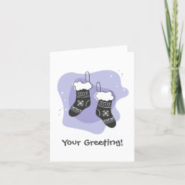Creëer Uw eigen Paarse kousen Kerst Feestdagen Kaart