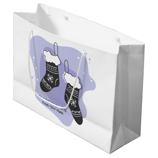 Creëer Uw eigen Paarse kousen Kerst Groot Cadeauzakje (Voorkant Gekanteld)