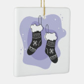 Creëer Uw eigen Paarse kousen Kerst Keramisch Ornament (Rechts)