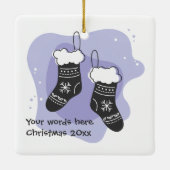 Creëer Uw eigen Paarse kousen Kerst Keramisch Ornament (Achterkant)