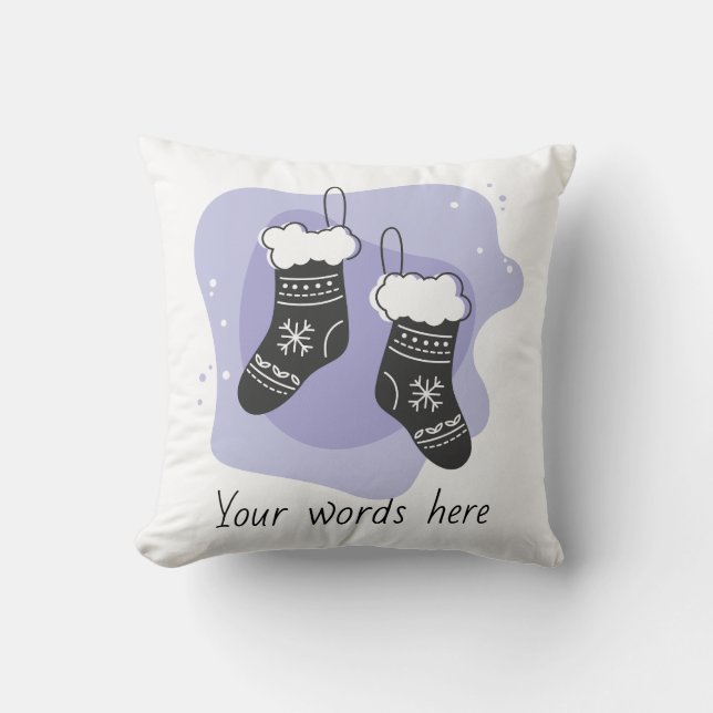 Creëer Uw eigen Paarse kousen Kerst Kussen (Voorkant)