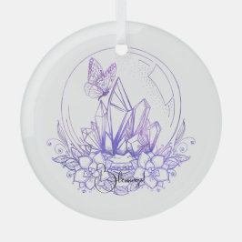 Creëer Uw Eigen Paarse Kristallen Bal & Bloemen Glas Ornament